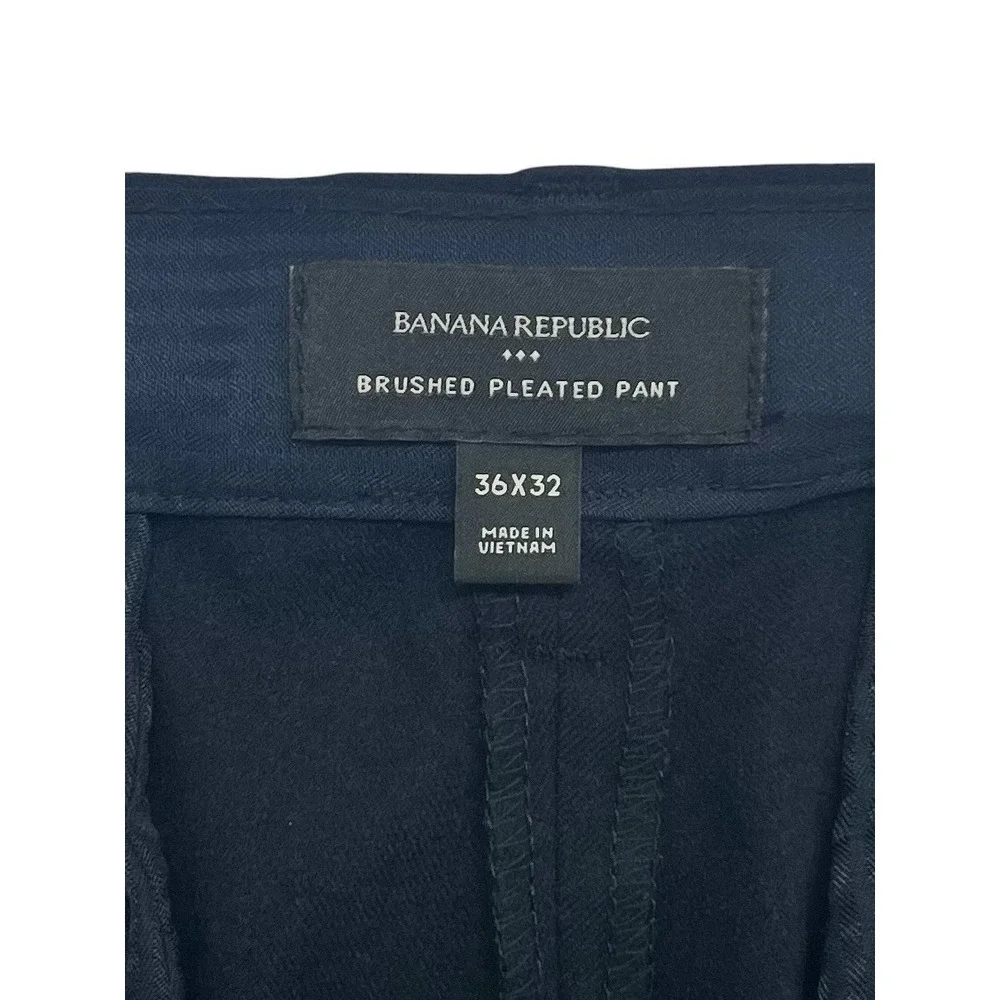 Banana Republic 36x29 Navy Blue Brushed Pleated Pants Trousers Wool Blend Modern